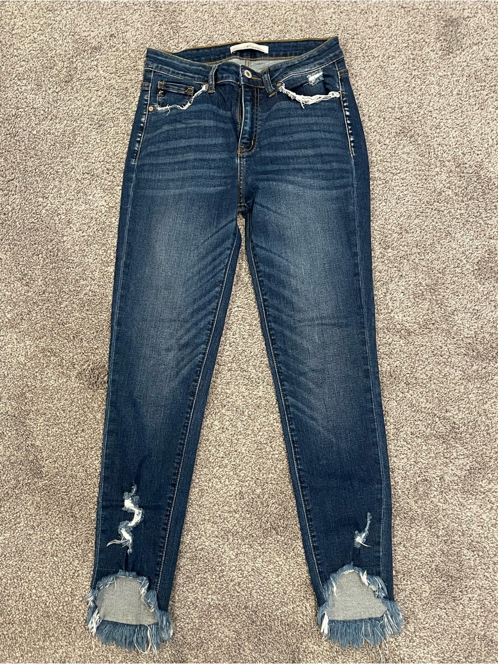 KanCan Distressed Skinny Jeans Raw Hem Medium Wash Size 27